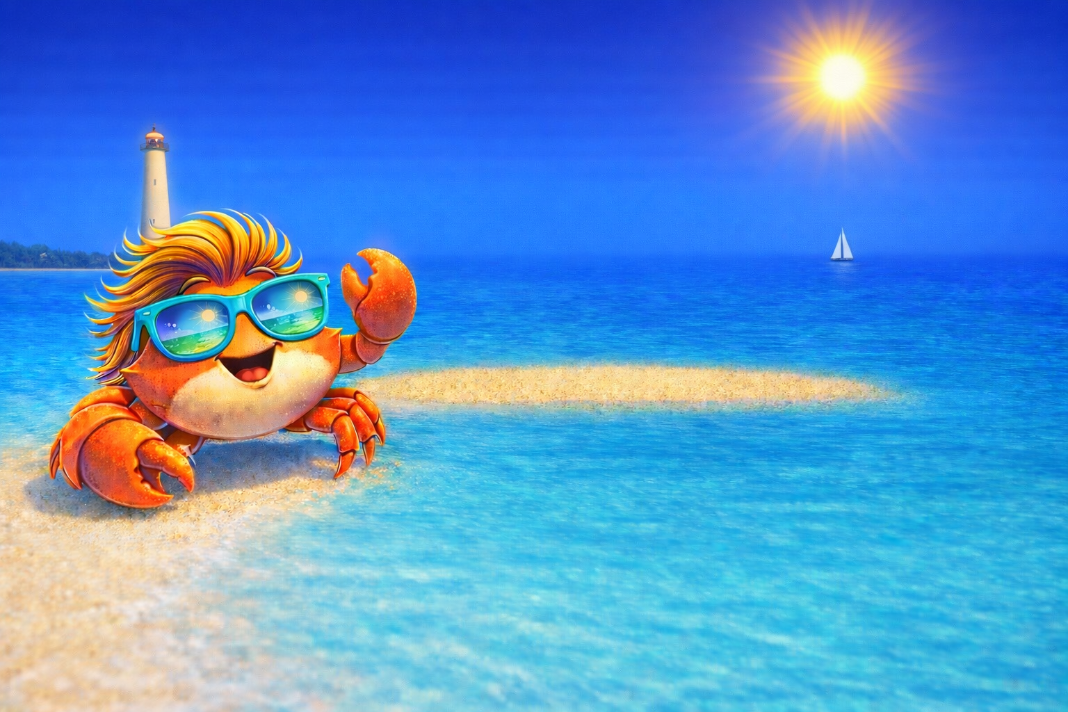 Shoobie Crab Mascot on the Beach